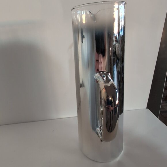 Metallic Silver Mirrored Glass Threshold Pitcher 10.25 In Tall - Picture 2 of 6